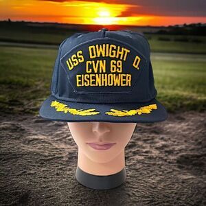 USS Dwight D Eisenhower Snapback Hat CVN 69 US Navy Scrambled Eggs Vintage